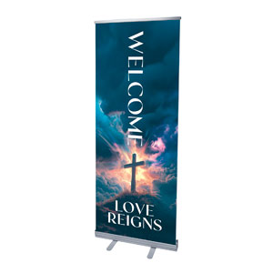 Love Reigns Cross 2'7" x 6'7"  Vinyl Banner