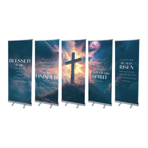 Easter He Is Risen Set 2'7" x 6'7"  Vinyl Banner