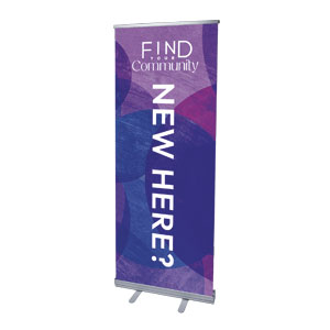 Find Your Community New Here 2'7" x 6'7"  Vinyl Banner