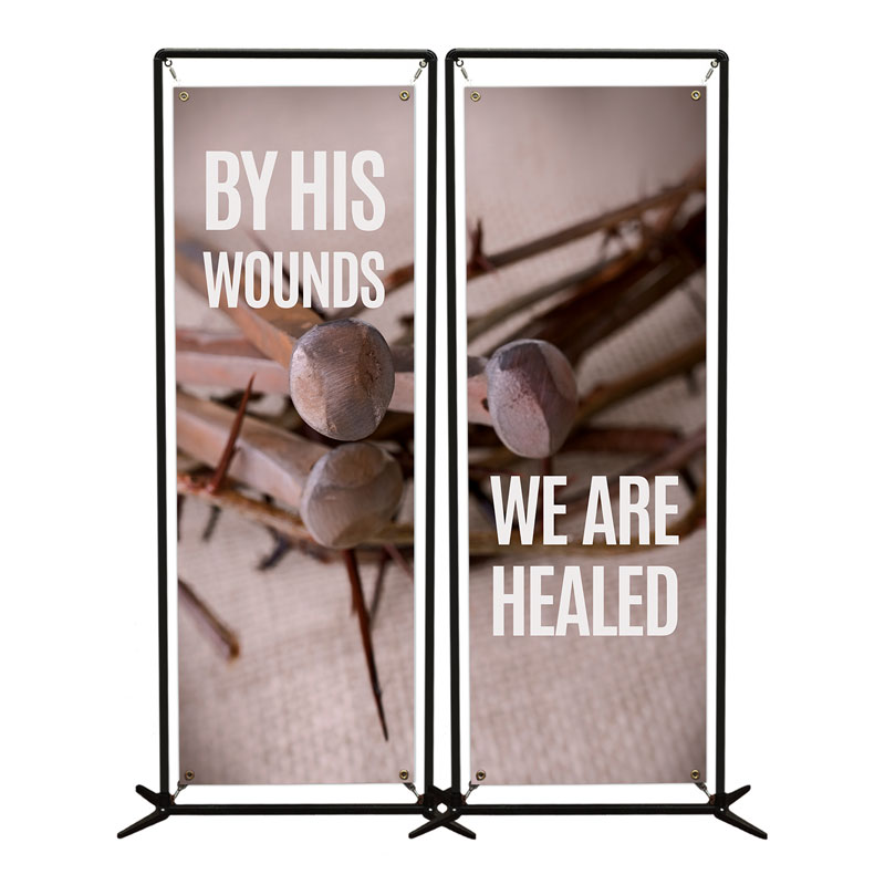 Banners, Easter, By His Wounds Pair, 2' x 6'