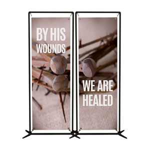 By His Wounds Pair 2' x 6' Banner