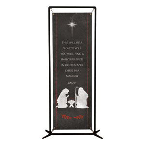 White Chalk Christmas Nativity 2' x 6' Banner