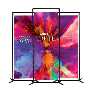 Easter Color Smoke Triptych 2' x 6' Banner