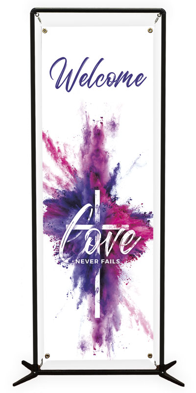 Banners, Easter, Love Never Fails, 2' x 6'