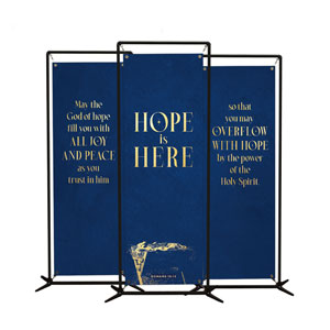 Hope is Here Gold Triptych 2' x 6' Banner