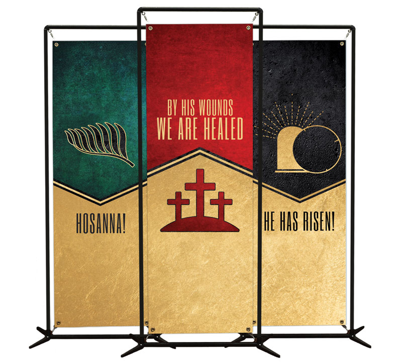 Banners, Easter, Easter Season Icons Triptych, 2' x 6'