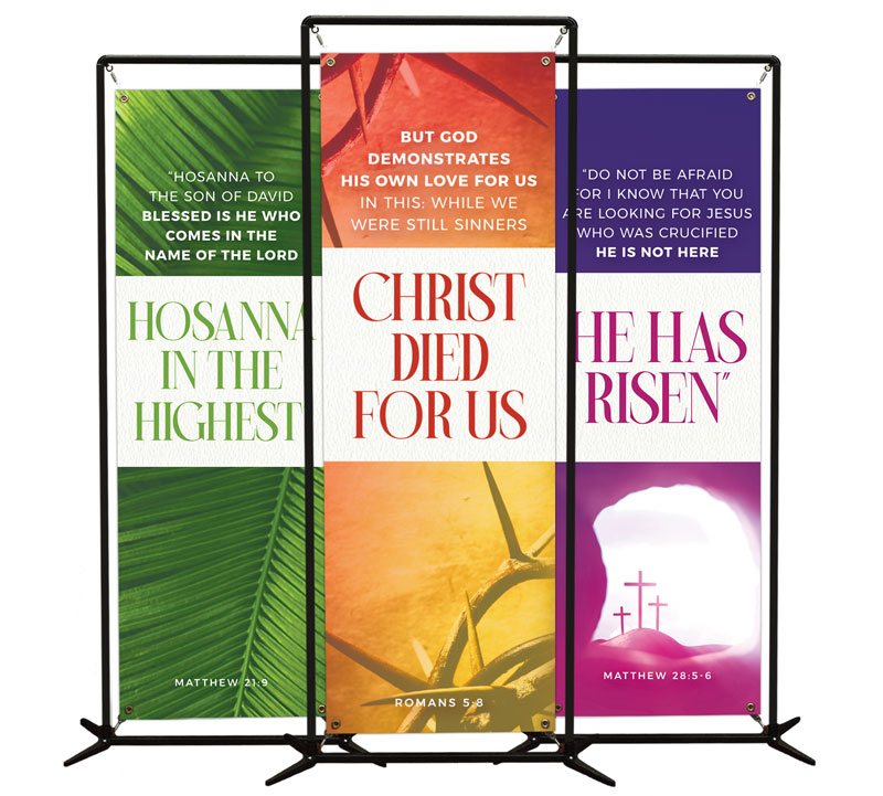 Banners, Easter, Easter Week Colors Triptych, 2' x 6'