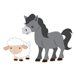 Children's Nativity Donkey and Sheep StickUp