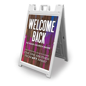 Colorful Wood Welcome Back Distancing 2' x 3' Street Sign Banners
