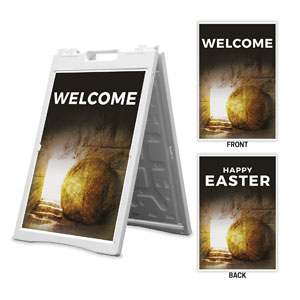 Hope Has Come Tomb Happy Easter Welcome 2' x 3' Street Sign Banners