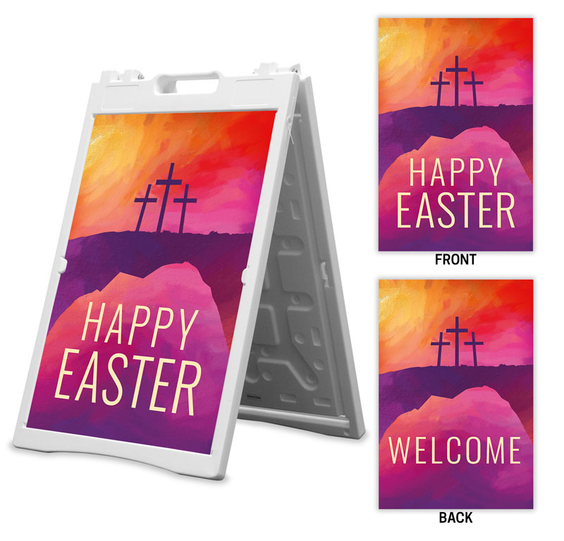 Banners, Easter, Calvary Paint Happy Easter Welcome, 2' x 3'