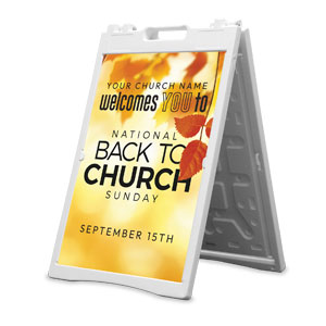 Back to Church Welcomes You Orange Leaves 2' x 3' Street Sign Banners