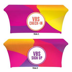 Curved Colors VBS Sign Up Check In Stretch Table Covers