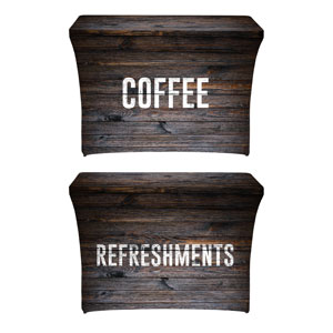 Dark Wood Coffee Refreshments Stretch Table Covers