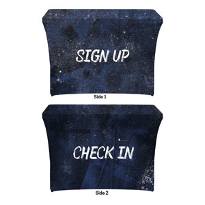 Blue Revival Sign Up Check In Stretch Table Covers