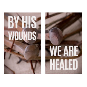 By His Wounds Pair 3 x 5 Vinyl Banner