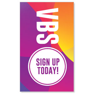 Curved Colors VBS Sign Up 3 x 5 Vinyl Banner
