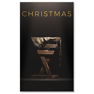 Gold Christmas Manger 3 x 5 Vinyl Banner