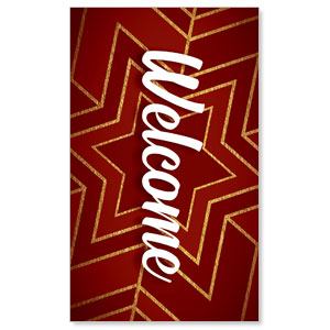 Red and Gold Snowflake Welcome 3 x 5 Vinyl Banner