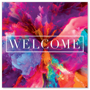 Easter Color Smoke Welcome 3 x 3 Vinyl Banner
