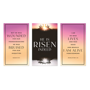 Risen Indeed Crowns Triptych 3 x 5 Vinyl Banner