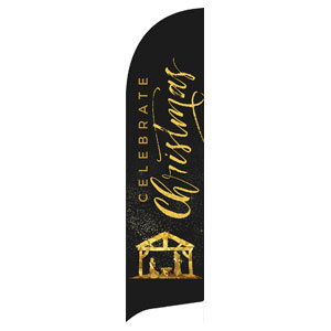 Black and Gold Nativity Flag Banner