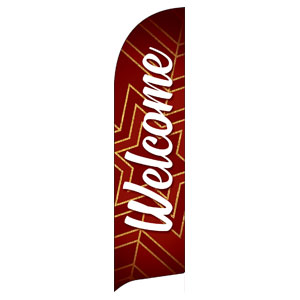 Red and Gold Snowflake Welcome Flag Banner