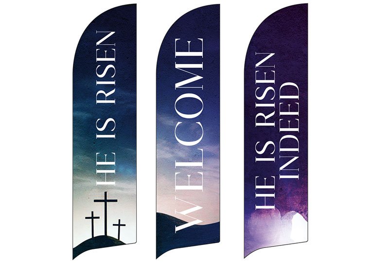 Banners, Easter, Risen Cross Tomb Set, 2' x 8.5'