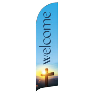 Easter Cross Sunburst Flag Banner