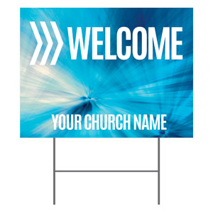 Chevron Welcome Blue 18"x24" YardSigns