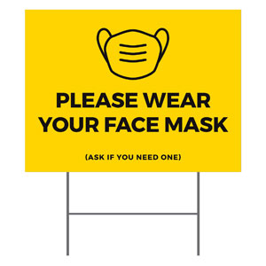 Yellow Face Mask 18"x24" YardSigns