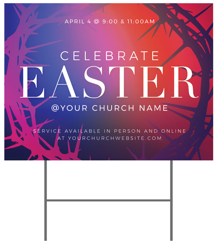 Yard Signs, Easter, Celebrate Easter Crown, 18 x 24