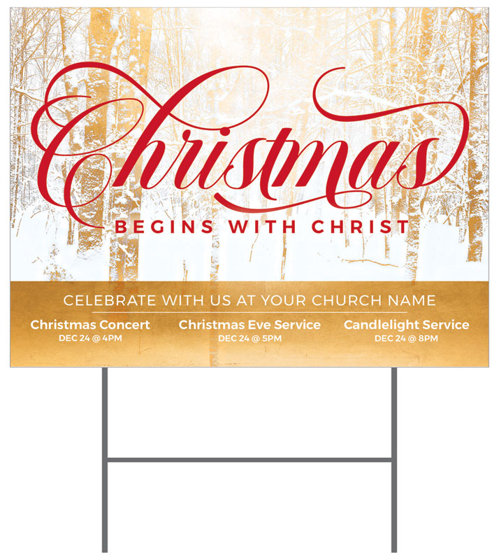 Yard Signs, Christmas, Begins with Christ Trees, 18 x 24