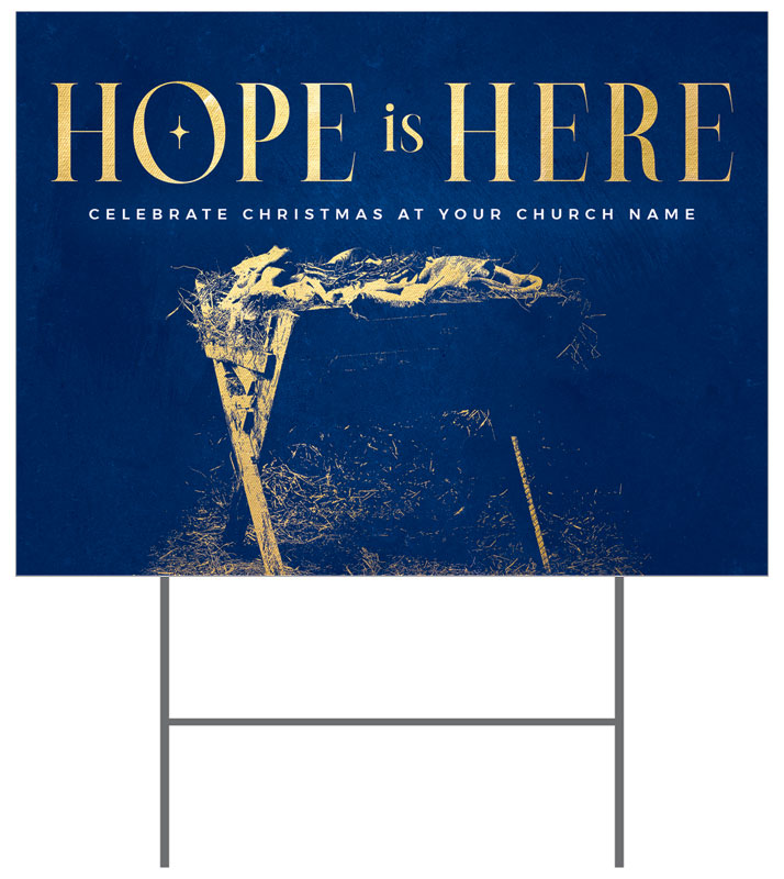 Yard Signs, Christmas, Hope is Here Gold, 18 x 24