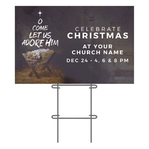 O Come Adore Manger 36"x23.5" Large YardSigns