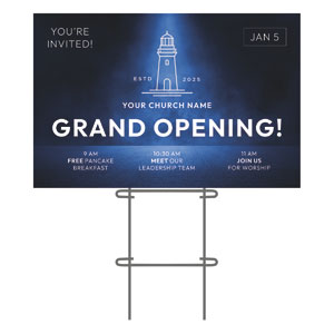 Grand Opening Blue 36"x23.5" Large YardSigns